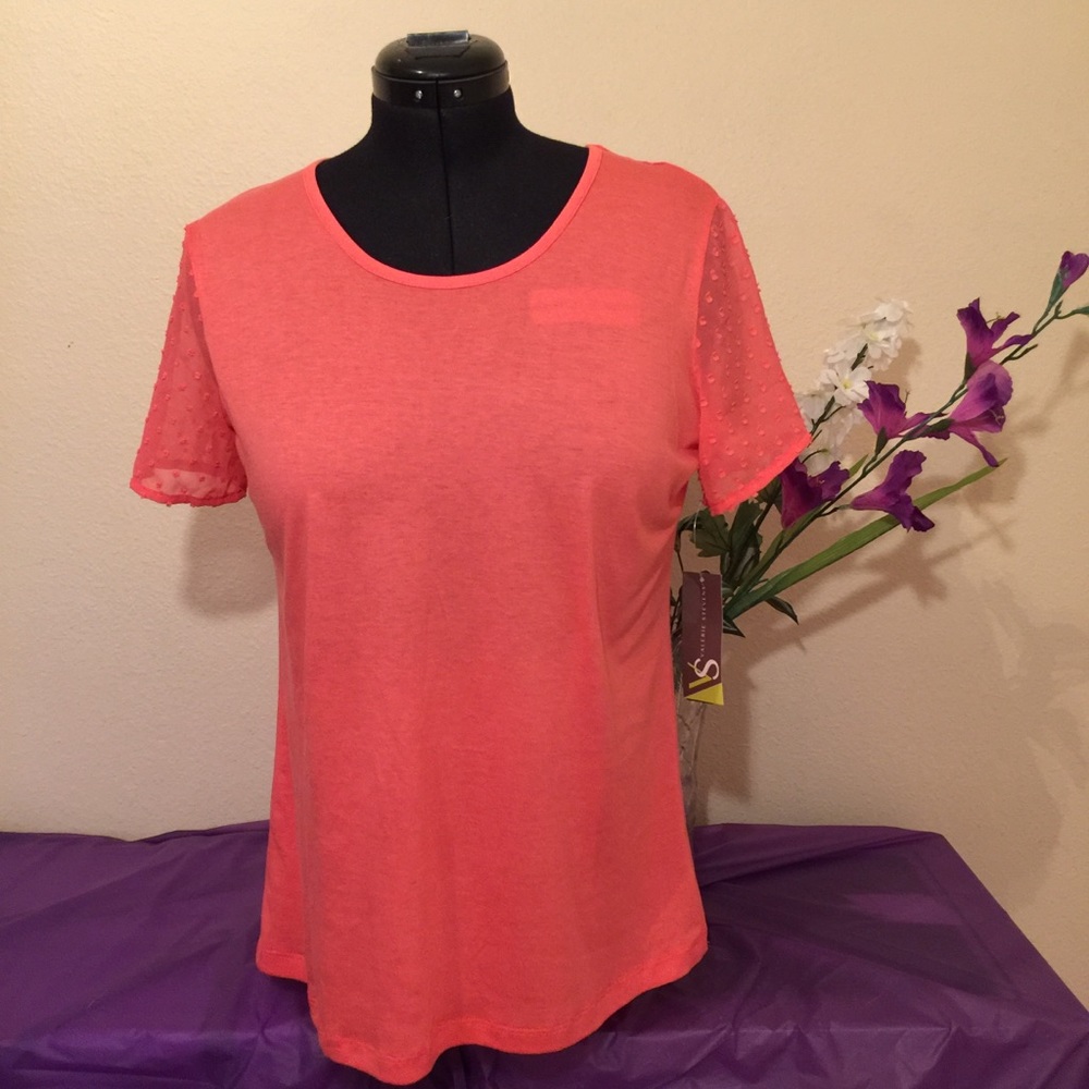 Valerie Stevens blouse with sheer short sleeves